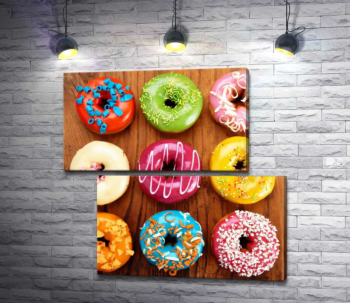 модульная картина Сладкий мир пончиков донатс (Модуль №8)