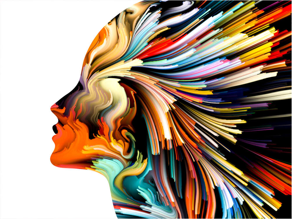 картина-постер Вигини променів у профілі жінки