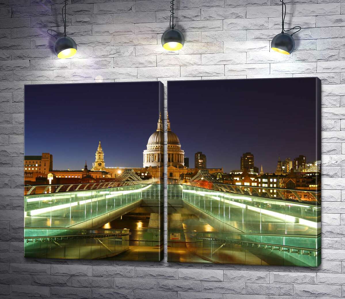 модульна картина Нічний вид на собор святого Павла (St Paul's Cathedral) з лондонського мосту Міленіум (London Millennium Footbridge)