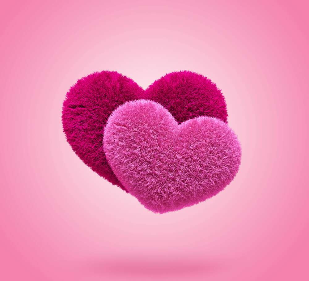 картина-постер Пушистая любовь розовых сердечек