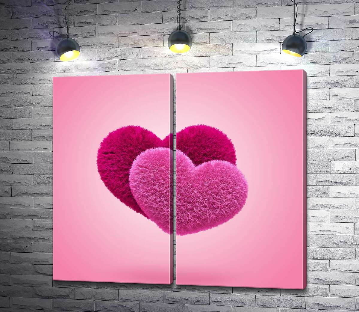 модульна картина Пухнаста любов рожевих сердечок