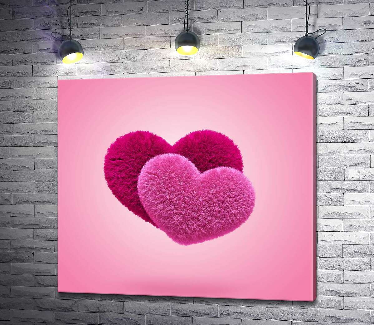 картина Пушистая любовь розовых сердечек