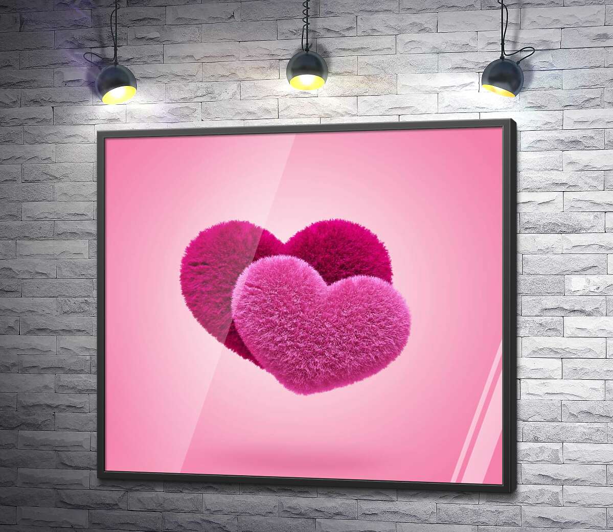 постер Пушистая любовь розовых сердечек