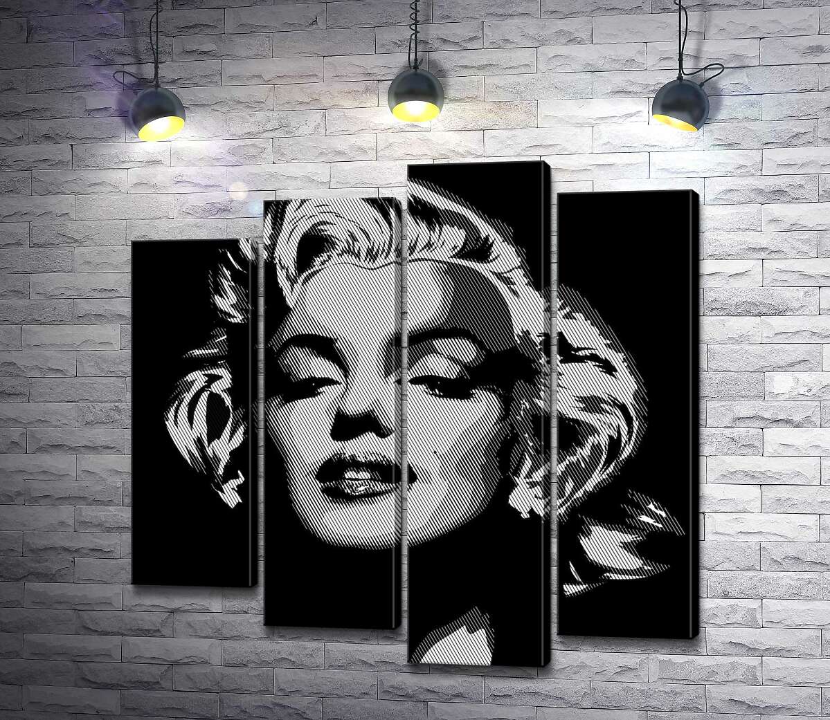 модульная картина Оттенки серого в портрете легендарной Мэрилин Монро (Marilyn Monroe) (Модуль №3)