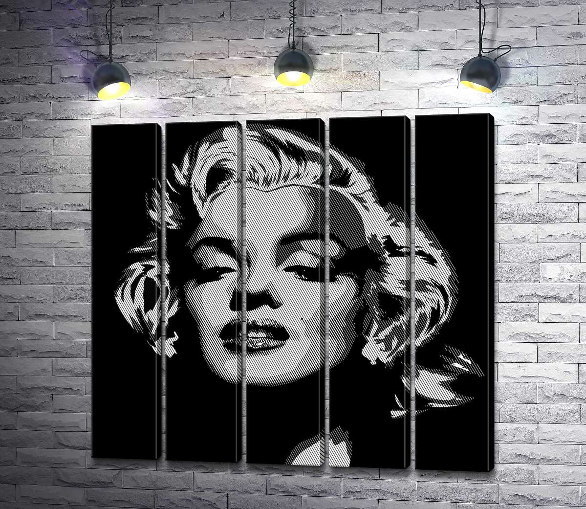 модульная картина Оттенки серого в портрете легендарной Мэрилин Монро (Marilyn Monroe) (Модуль №26)