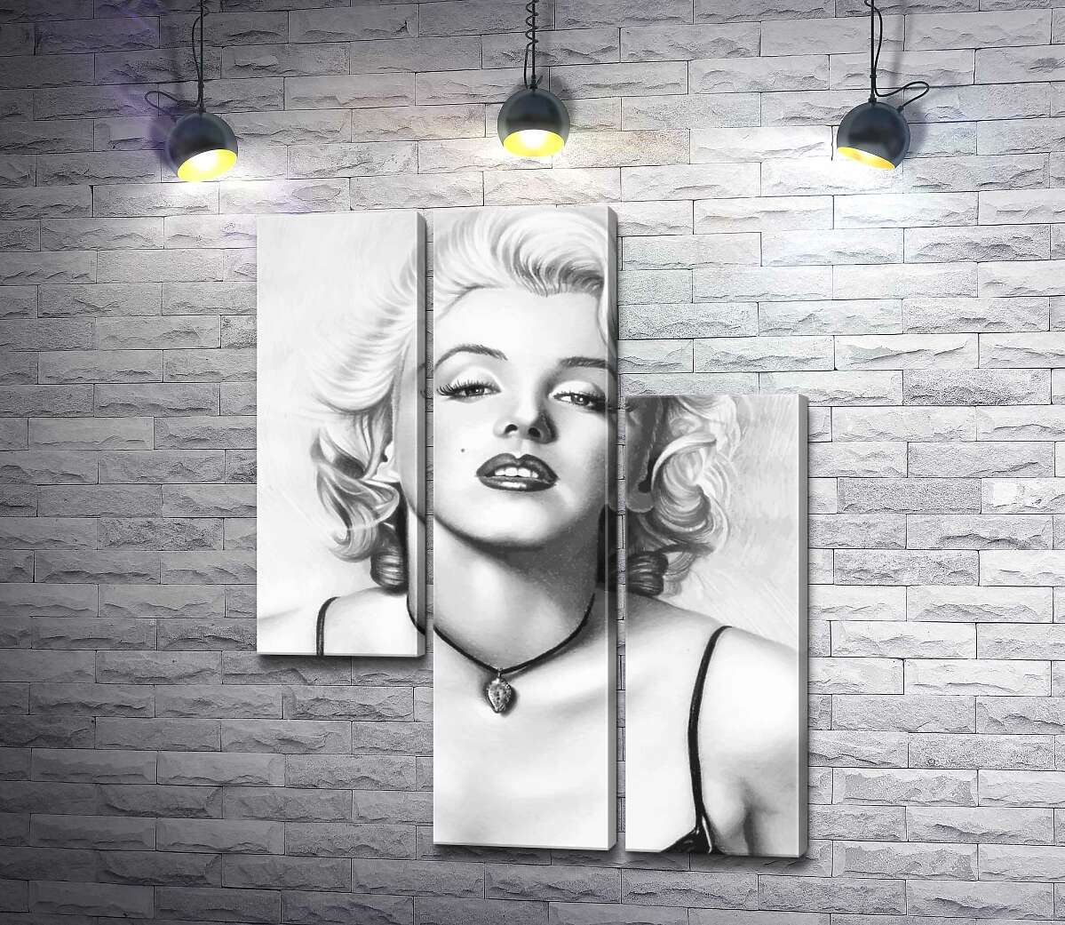 модульная картина Выдающаяся актриса Мэрилин Монро (Marilyn Monroe) с хрупким кулоном на шее (Модуль №13)