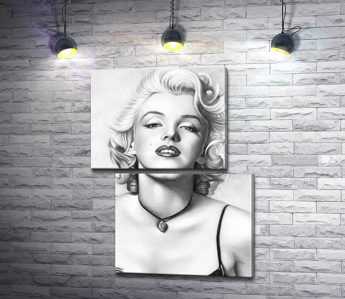 модульная картина Выдающаяся актриса Мэрилин Монро (Marilyn Monroe) с хрупким кулоном на шее (Модуль №8)