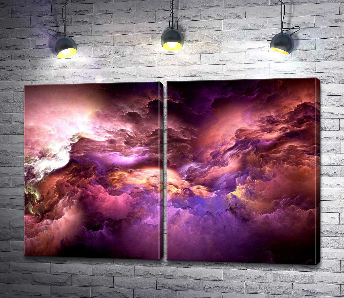 модульна картина Рожеві переливи хмарної абстракції