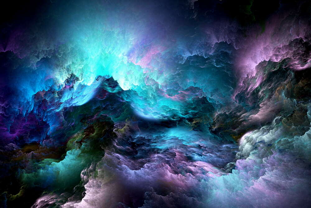картина-постер Яскравий синій у хмарній абстракції