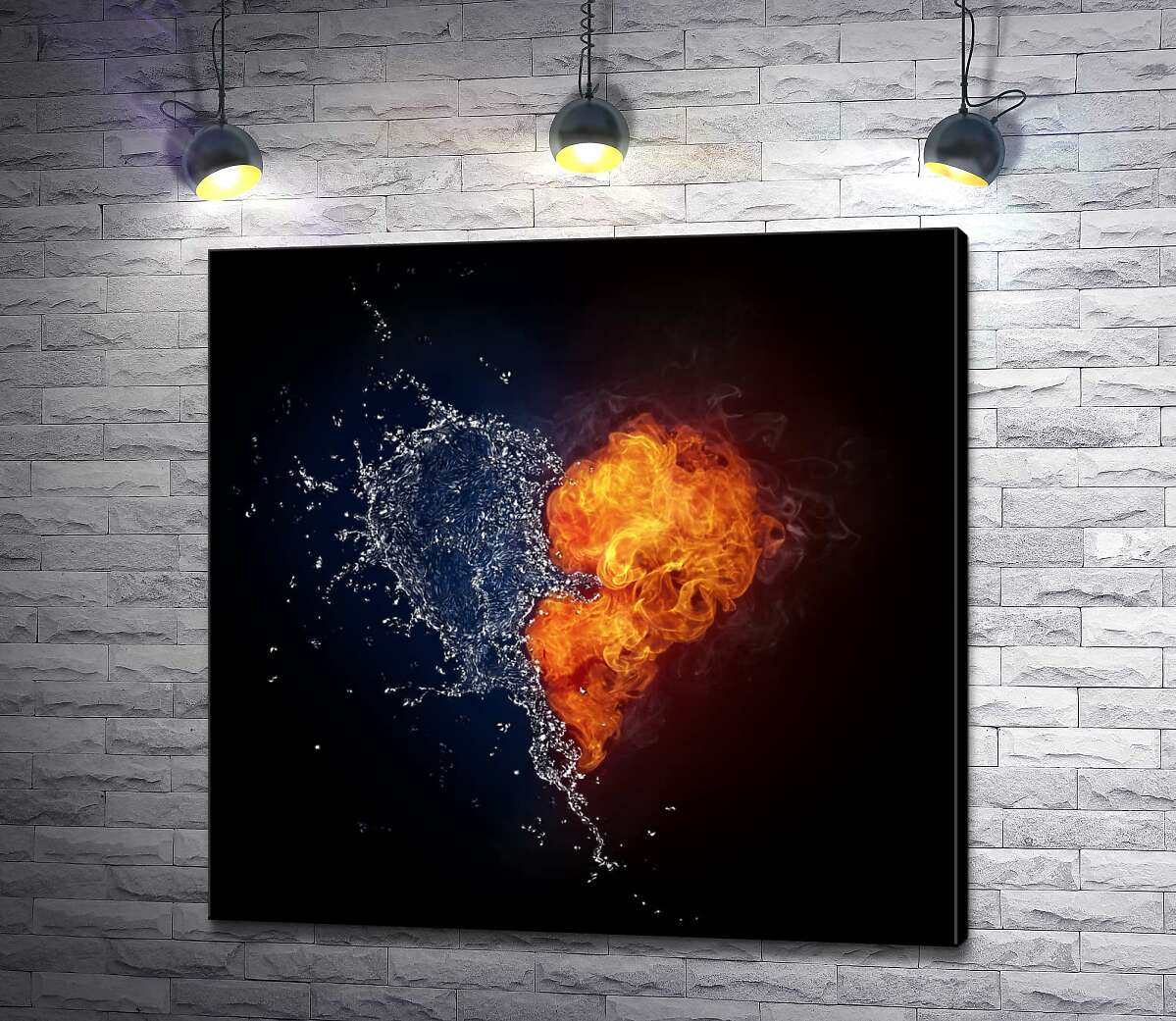 картина Непереможне кохання: серце із вогню та води