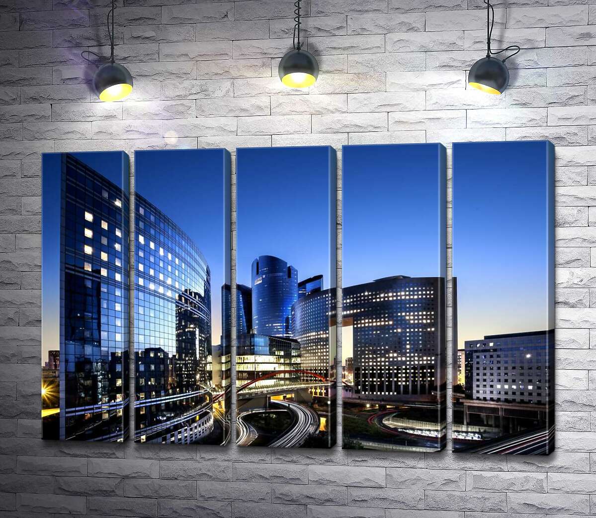 модульная картина "Парижский Манхэттен" (La Défense) в вечерних сумерках (Модуль №26)