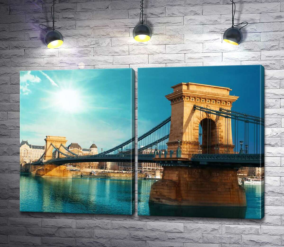 модульная картина Классическая изысканность цепного моста Сечени (Széchenyi lánchíd) над глубоководным Дунаем
