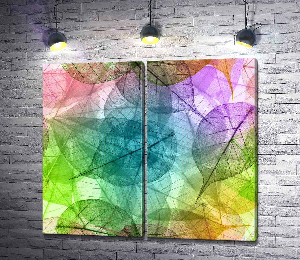 модульная картина Цветная витинанка из прозрачных листочков