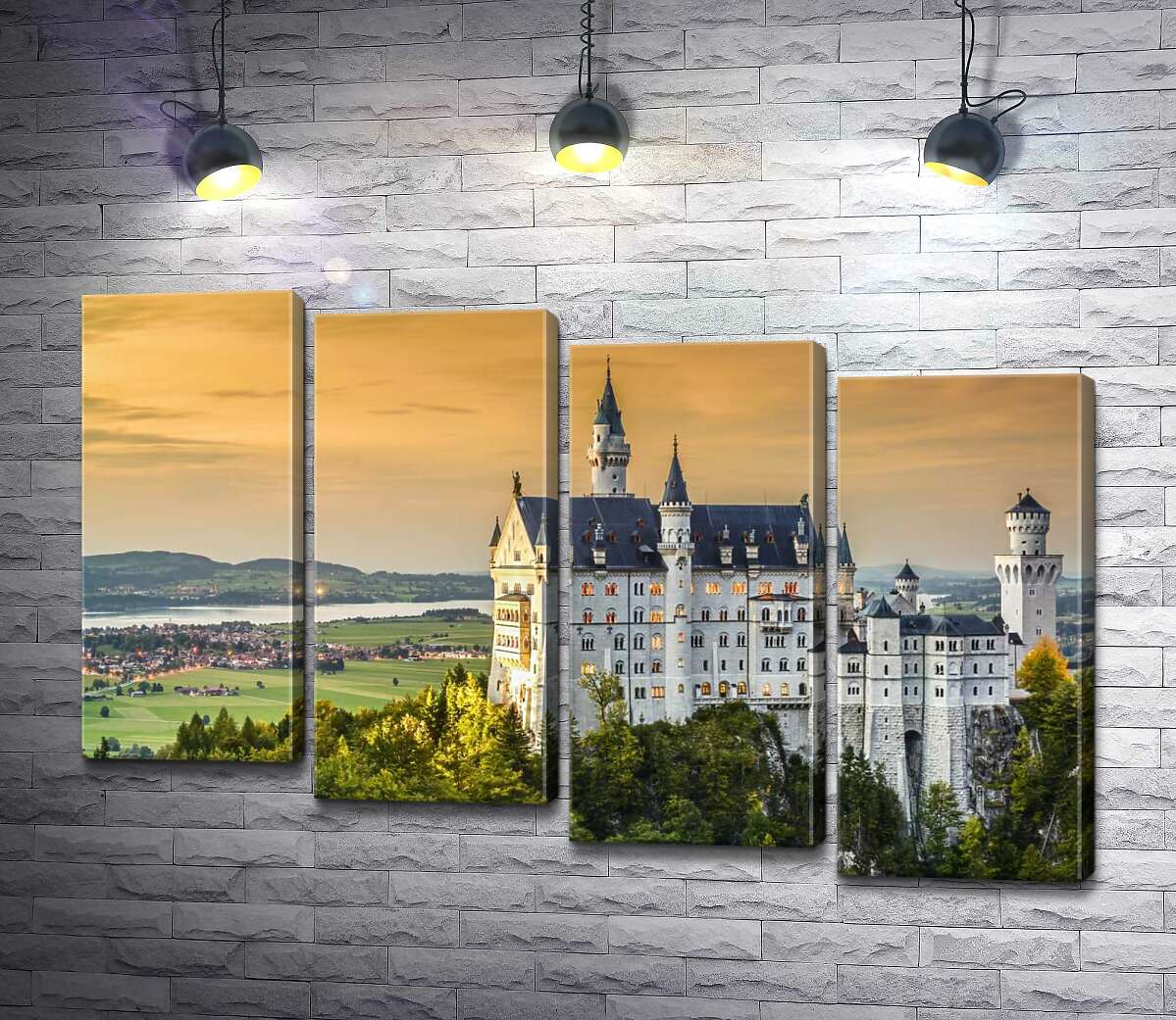 модульная картина Сказочный вид на "Замок лебедя" (Neuschwanstein) (Модуль №19)