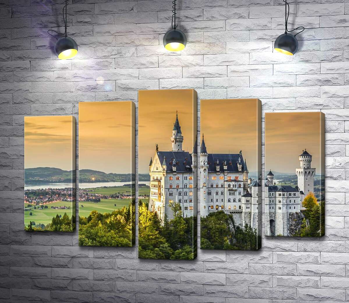 модульна картина Казковий краєвид на "Замок лебедя" (Neuschwanstein) (Модуль №4)