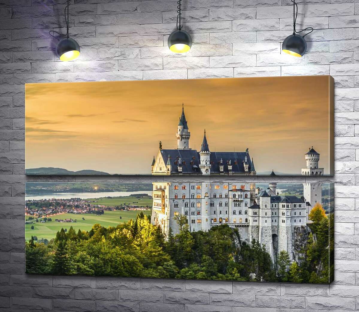 модульная картина Сказочный вид на "Замок лебедя" (Neuschwanstein) (Модуль №7)