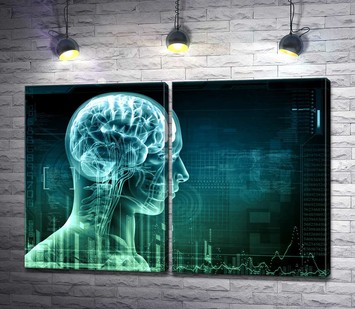 модульная картина Наука будущего: передача данных о мозге человека