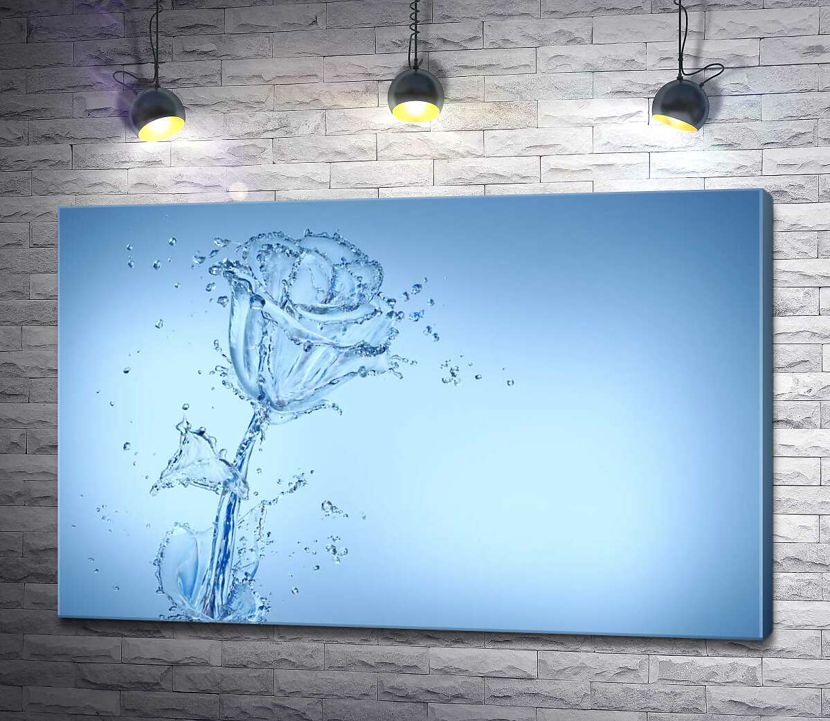 картина Небесные оттенки розы из прозрачных потоков воды