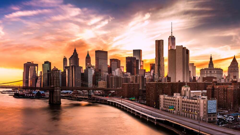 картина-постер Янтарный закат над Бруклином