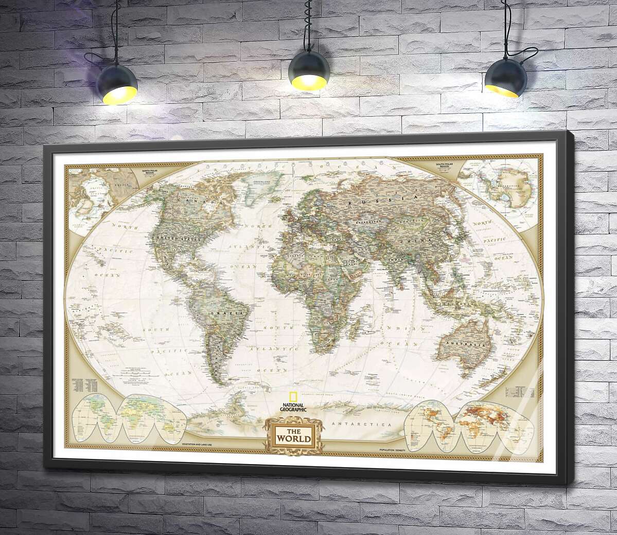 постер Карта мира от National Geographic в пастельных оттенках