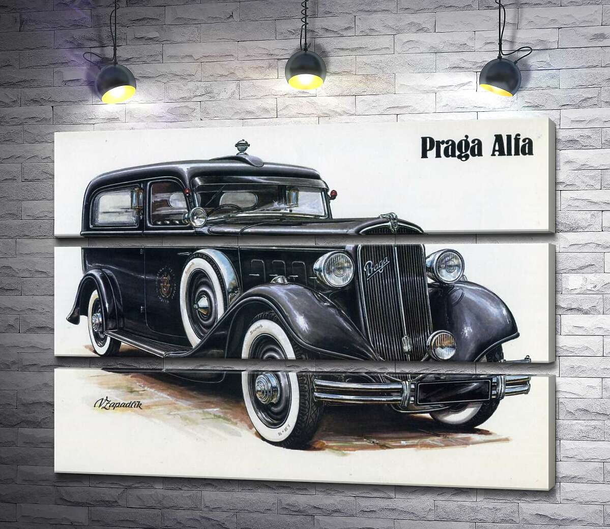 модульна картина Ретро-автомобіль Praga Alfa кольору чорного оніксу (Модуль №15)
