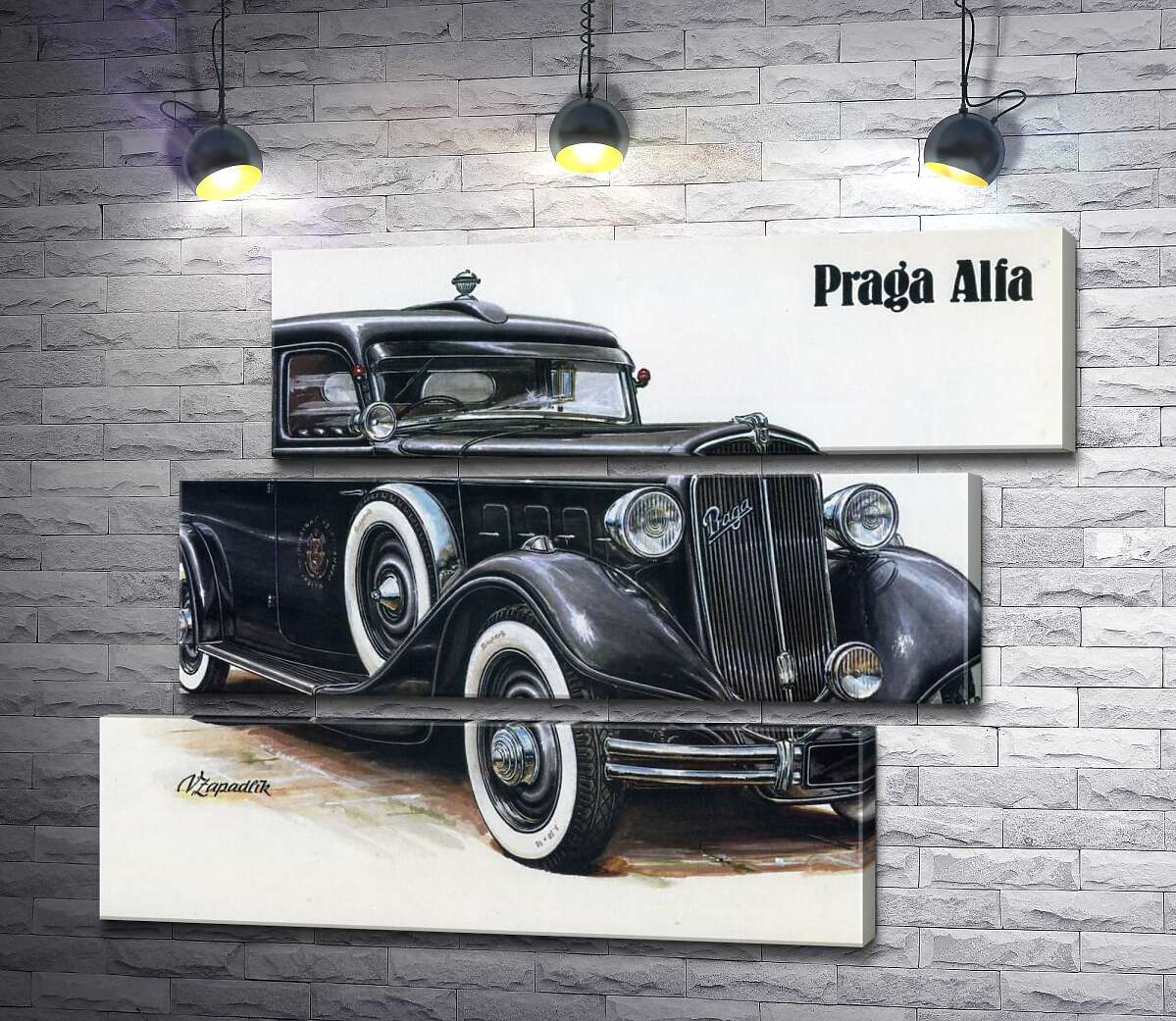 модульна картина Ретро-автомобіль Praga Alfa кольору чорного оніксу (Модуль №17)