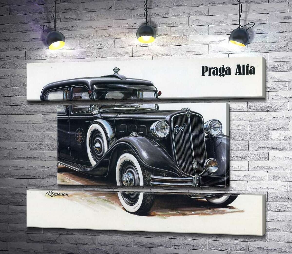 модульная картина Ретро-автомобиль Praga Alfa цвета черного оникса (Модуль №18)