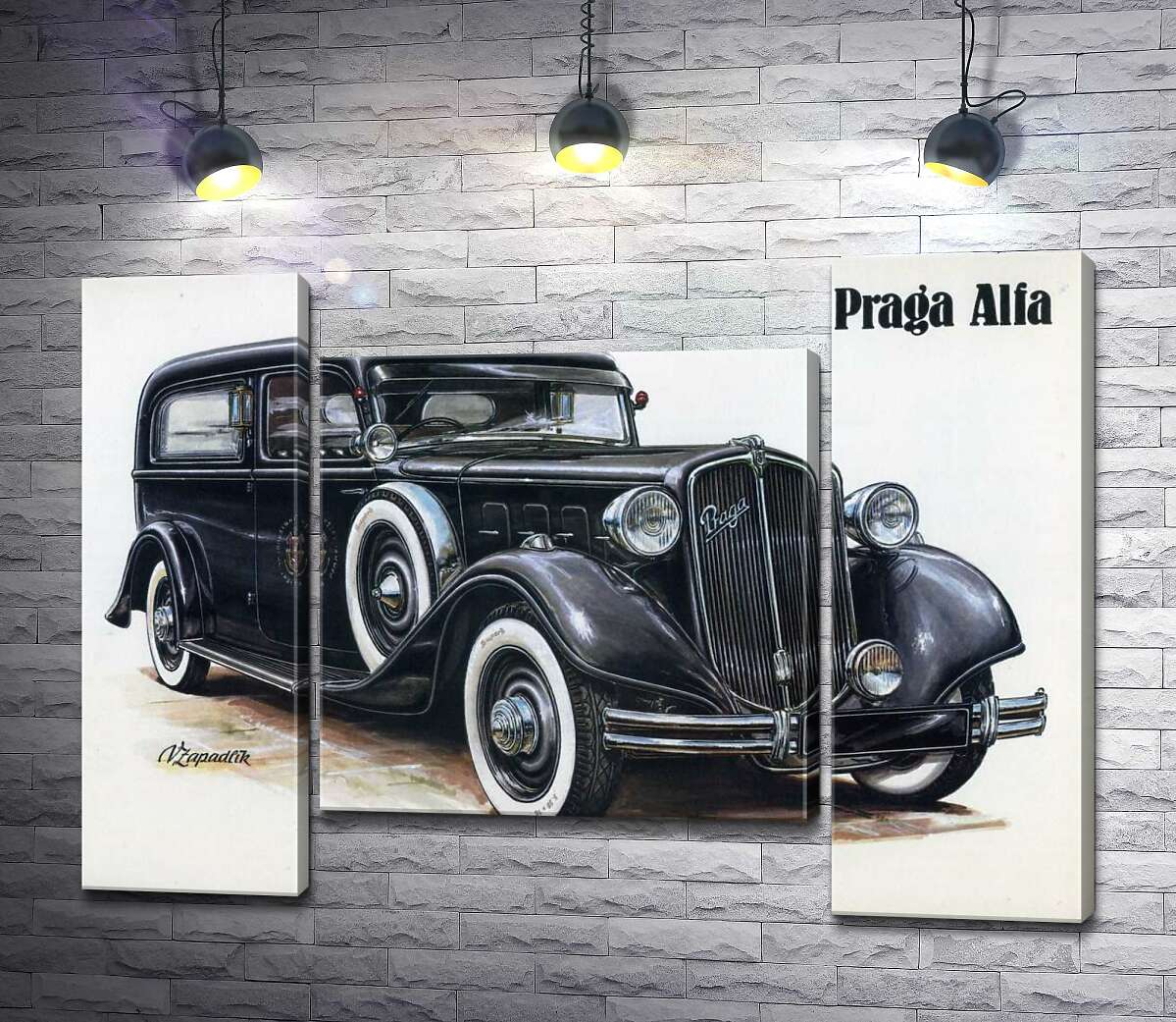 модульна картина Ретро-автомобіль Praga Alfa кольору чорного оніксу (Модуль №11)