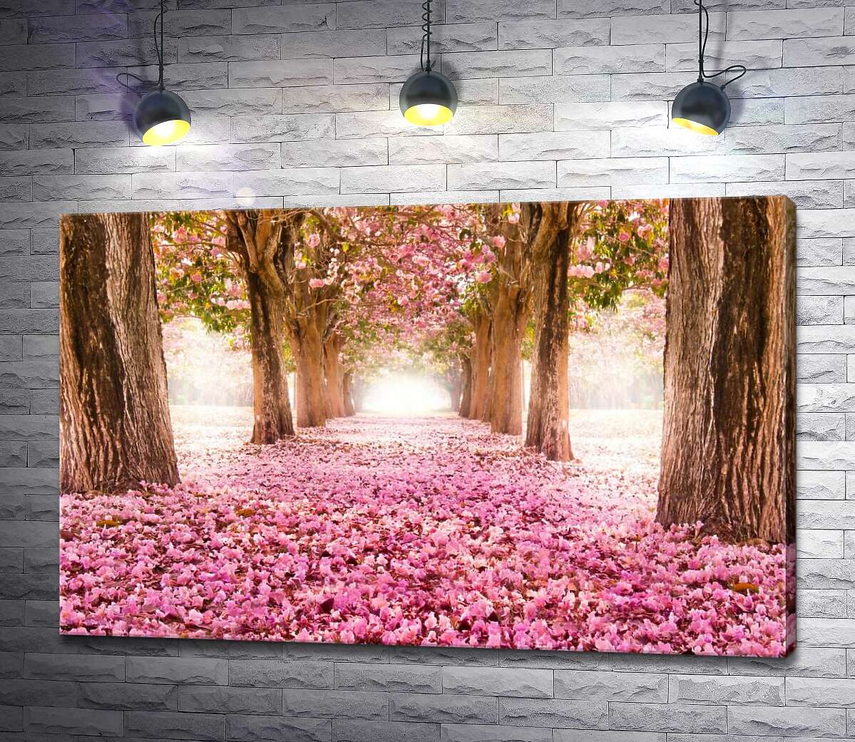 картина Розовая дорожка среди цветущей аллеи сакур