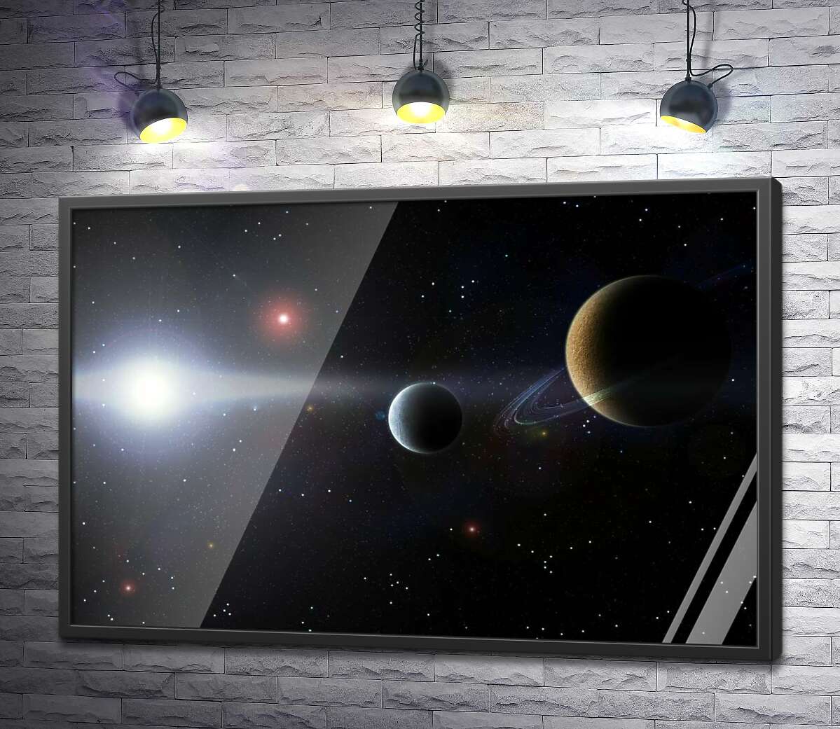 постер Силуэты планет в космическом пространстве