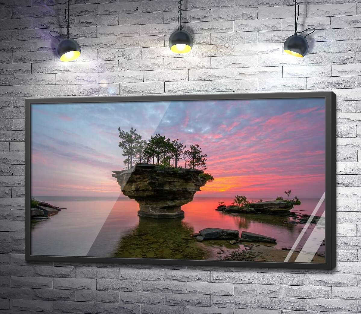 постер Коралловый рассвет на озере Мичиган