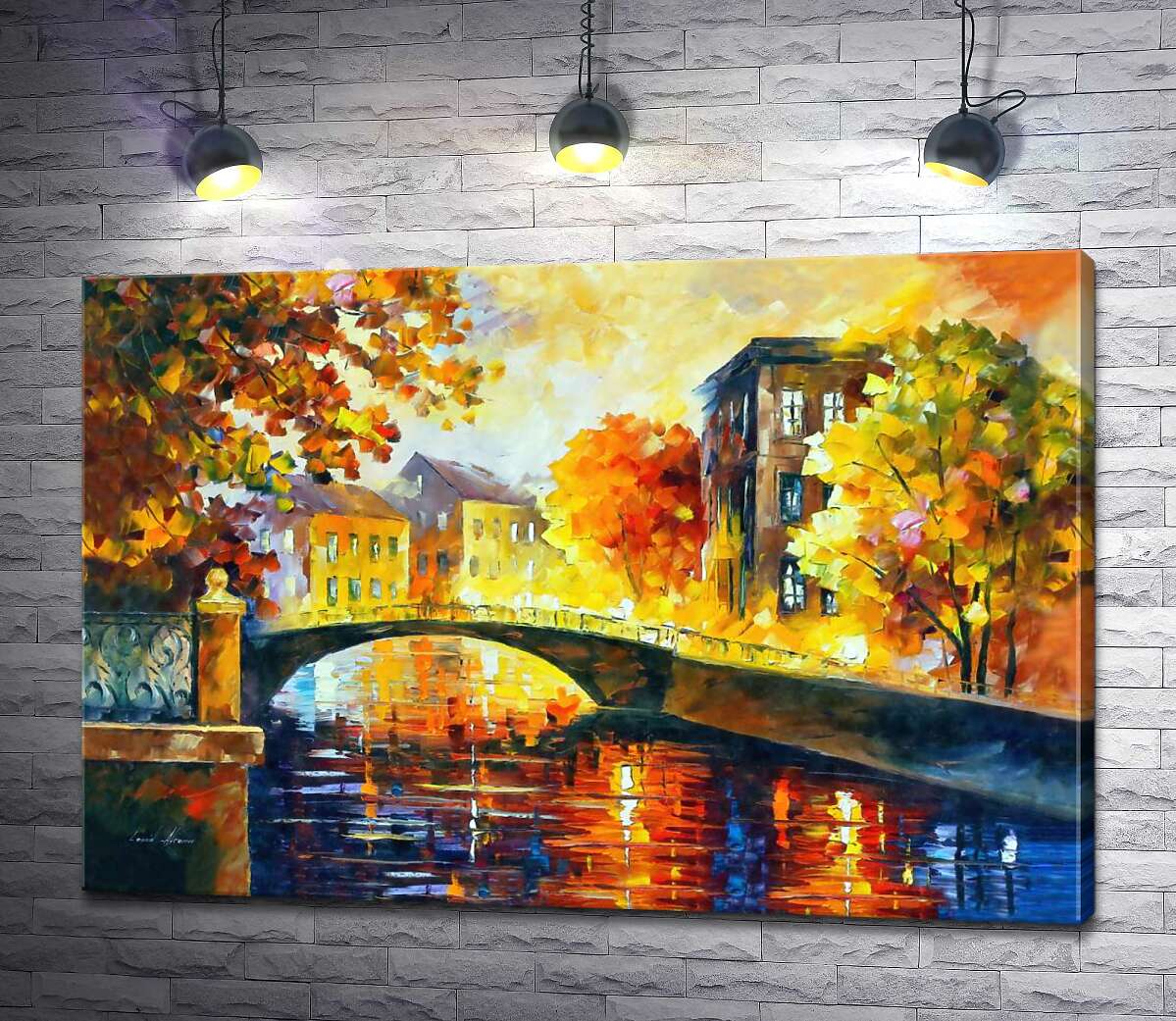 картина Міст в осінніх сутінках - Леонід Афремов
