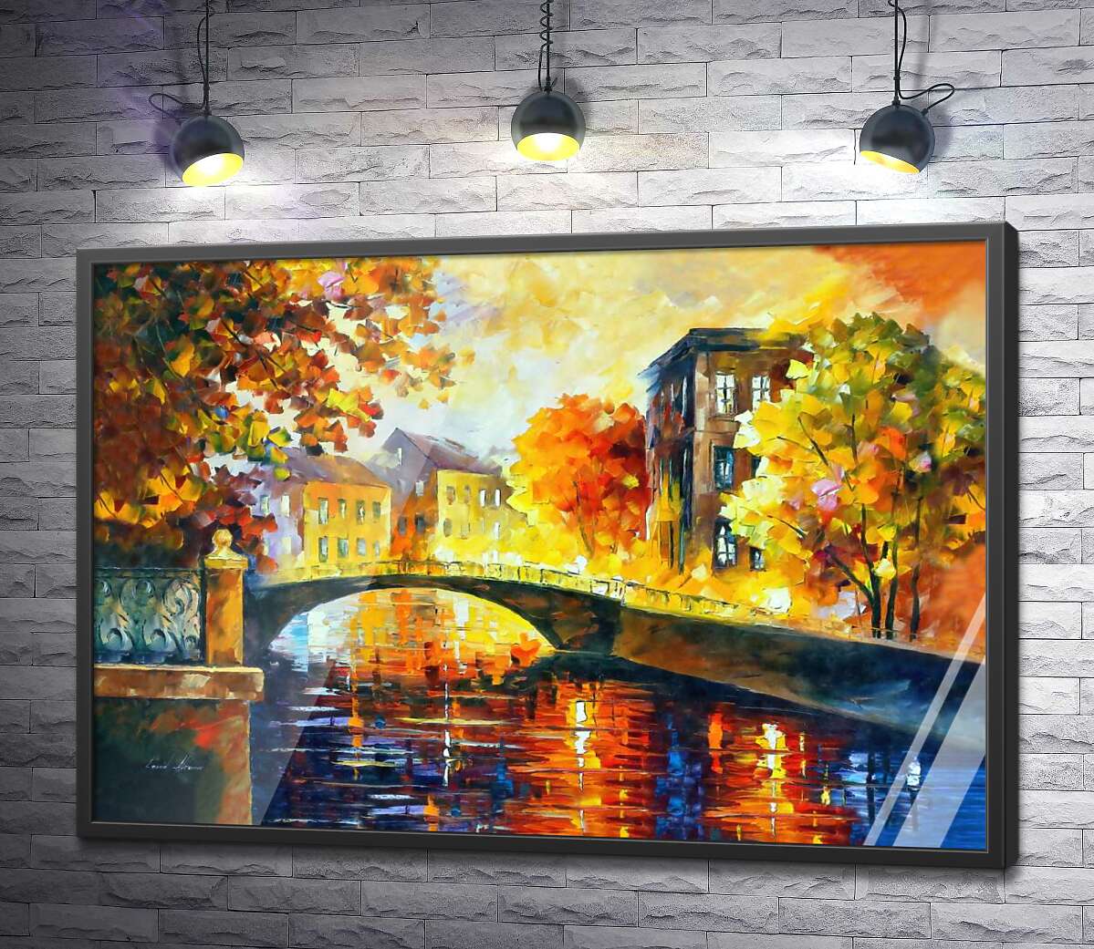постер Міст в осінніх сутінках - Леонід Афремов