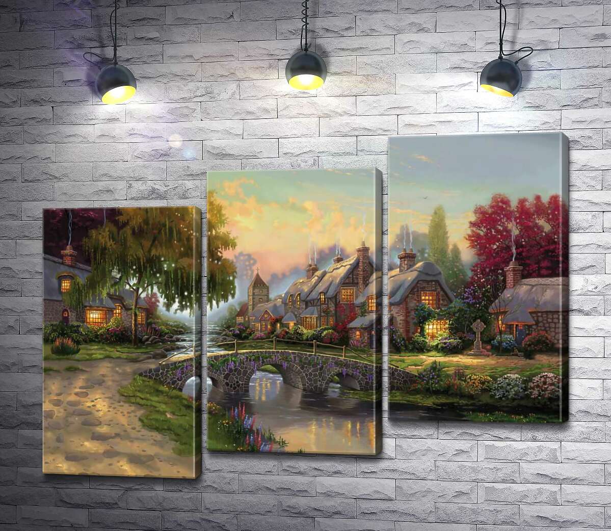 модульная картина Мост из брусчатки (Модуль №14) (Cobblestone Bridge) – Томас Кинкейд (Thomas Kinkade)