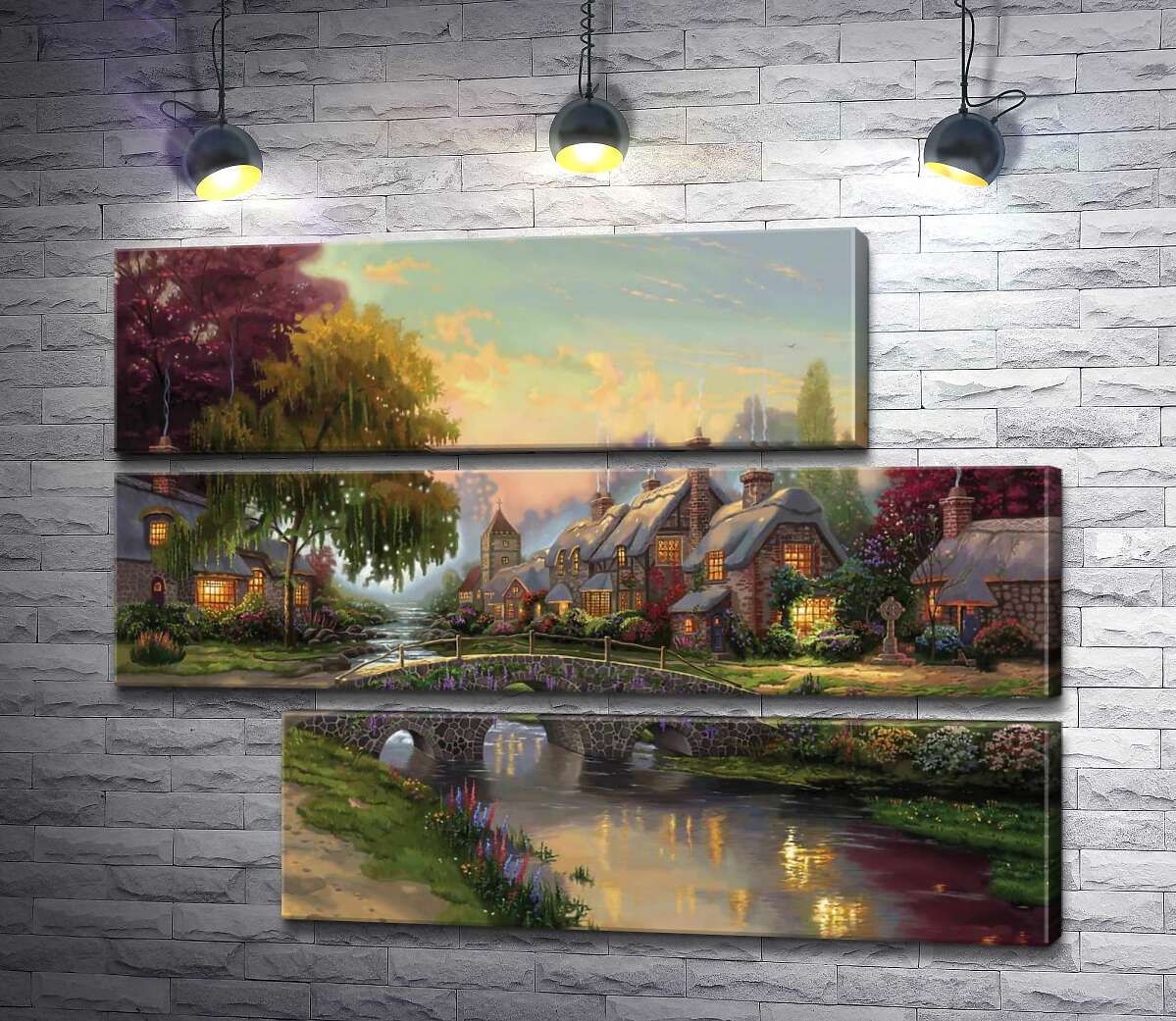 модульная картина Мост из брусчатки (Модуль №16) (Cobblestone Bridge) – Томас Кинкейд (Thomas Kinkade)