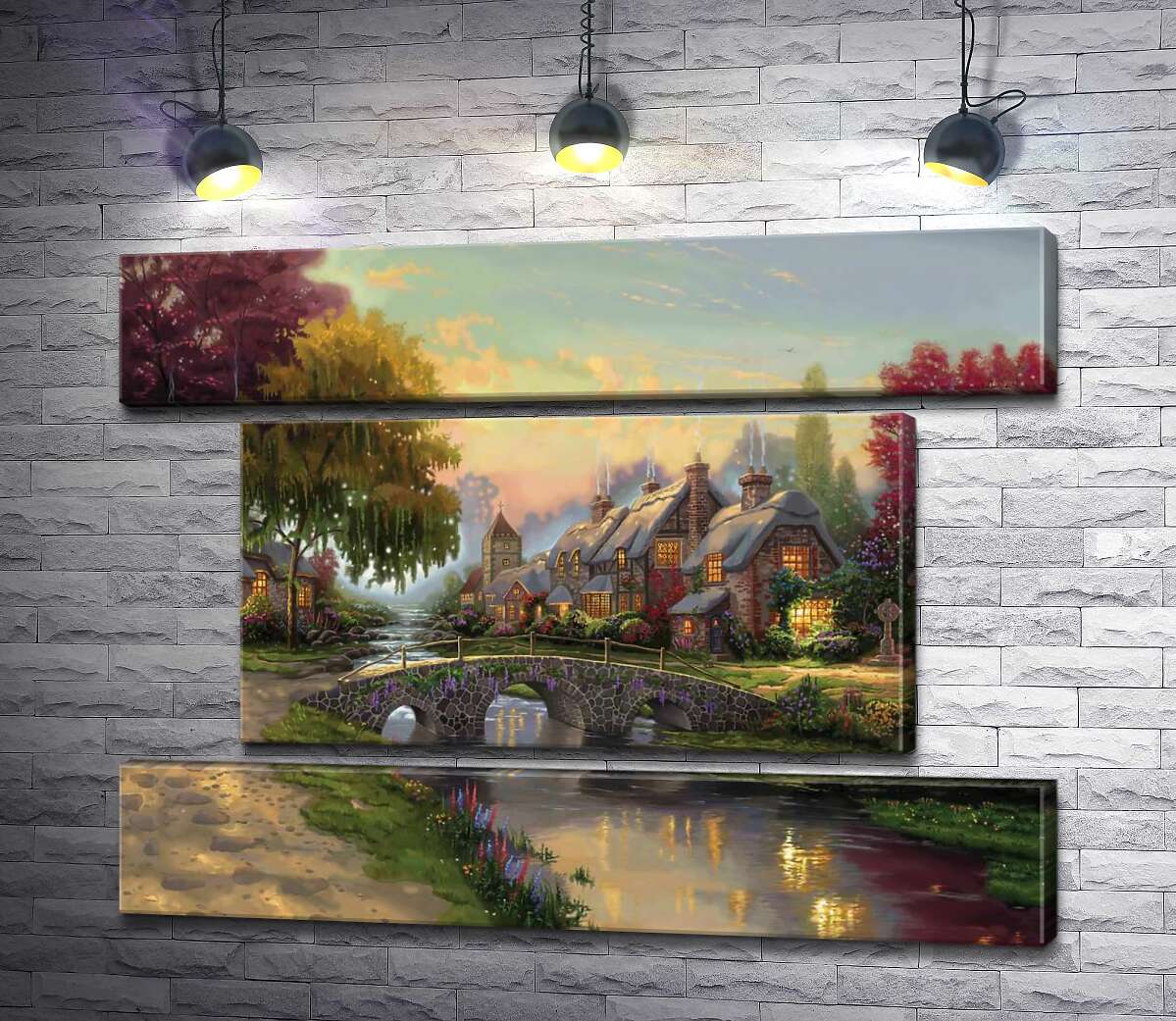 модульна картина Міст з бруківки (Модуль №18) (Cobblestone Bridge) - Томас Кінкейд (Thomas Kinkade)