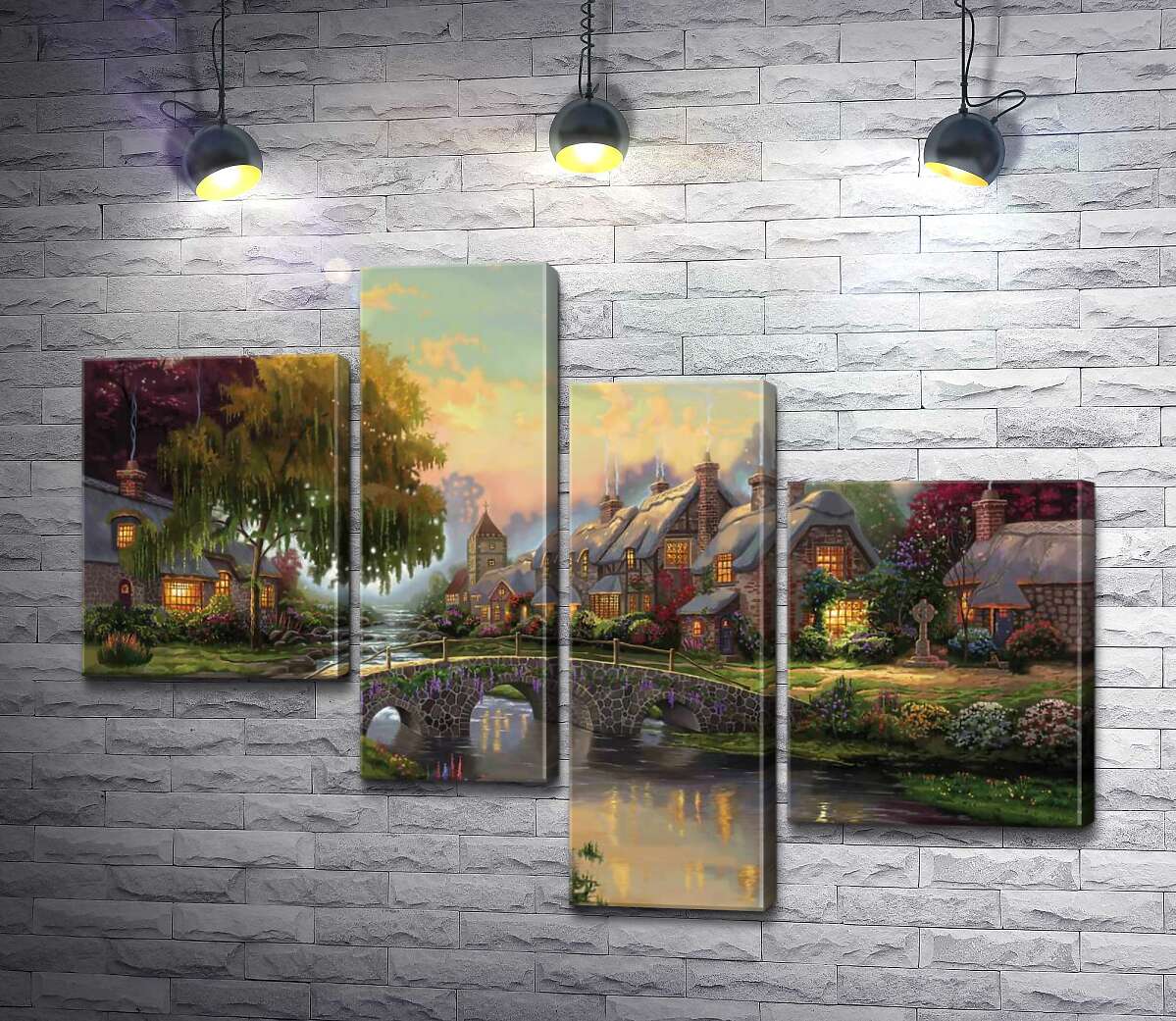 модульна картина Міст з бруківки (Модуль №21) (Cobblestone Bridge) - Томас Кінкейд (Thomas Kinkade)