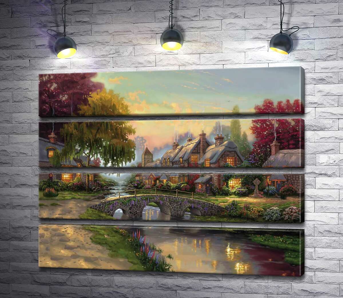 модульная картина Мост из брусчатки (Модуль №22) (Cobblestone Bridge) – Томас Кинкейд (Thomas Kinkade)