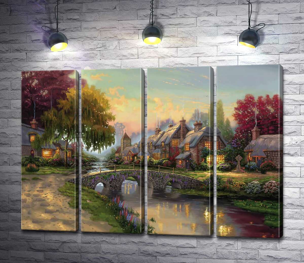 модульная картина Мост из брусчатки (Модуль №24) (Cobblestone Bridge) – Томас Кинкейд (Thomas Kinkade)