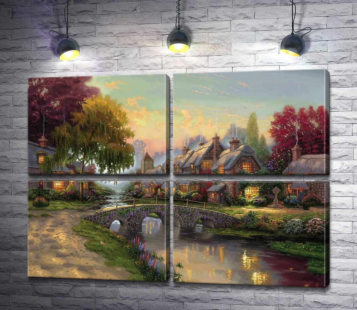 модульна картина Міст з бруківки (Модуль №25) (Cobblestone Bridge) - Томас Кінкейд (Thomas Kinkade)