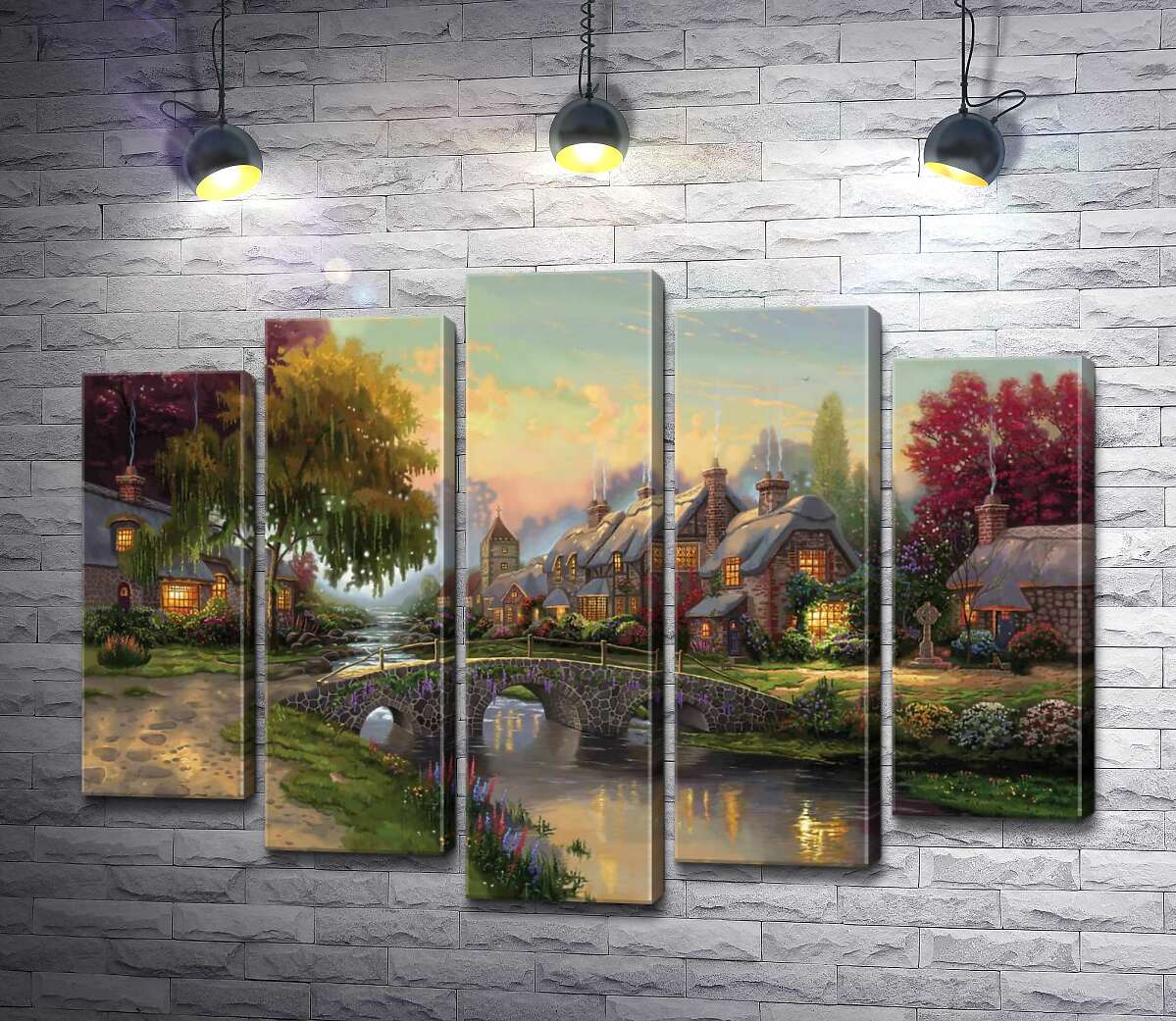 модульна картина Міст з бруківки (Модуль №4) (Cobblestone Bridge) - Томас Кінкейд (Thomas Kinkade)