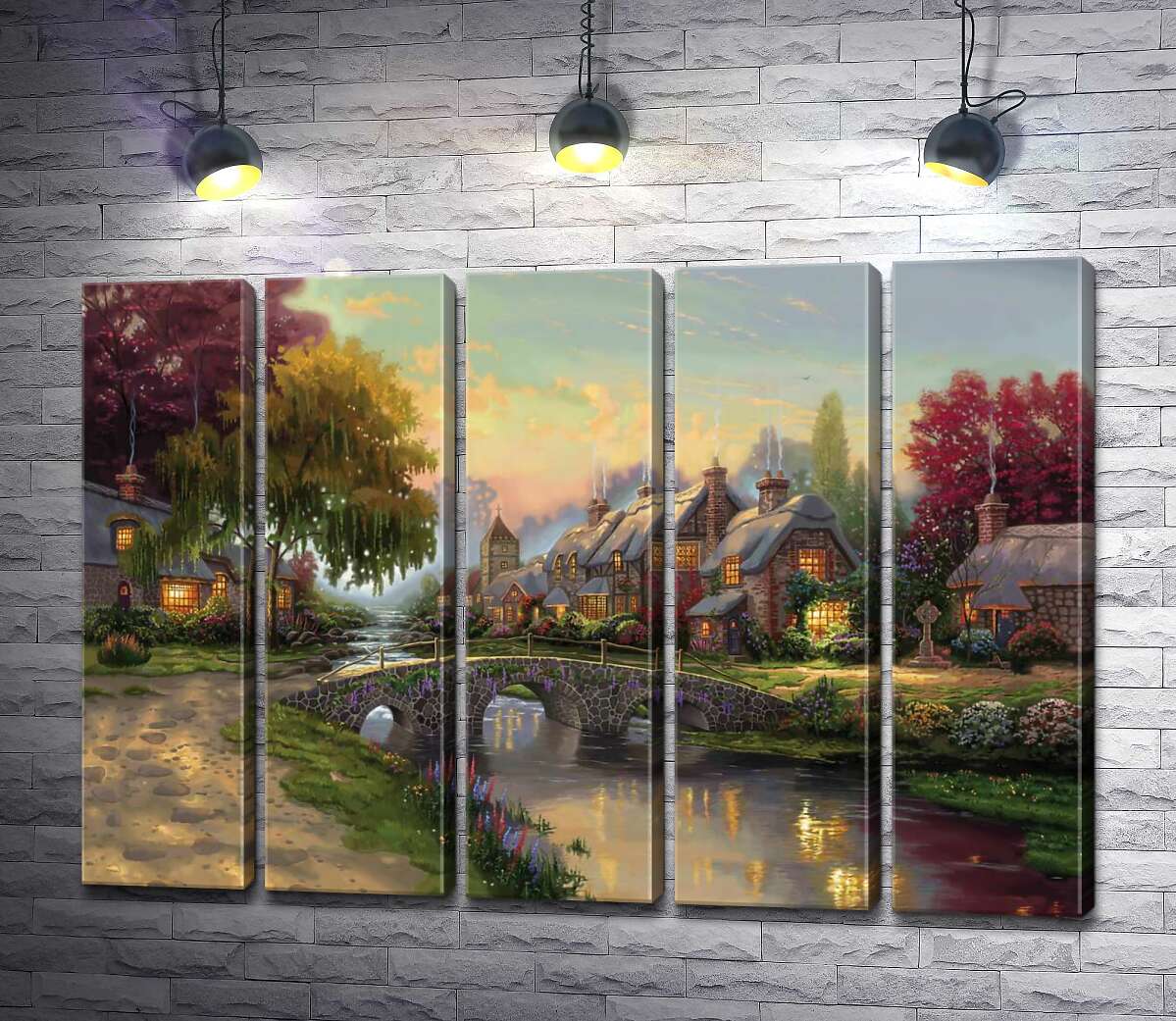 модульна картина Міст з бруківки (Модуль №26) (Cobblestone Bridge) - Томас Кінкейд (Thomas Kinkade)