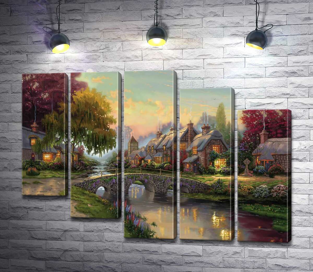 модульна картина Міст з бруківки (Модуль №28) (Cobblestone Bridge) - Томас Кінкейд (Thomas Kinkade)
