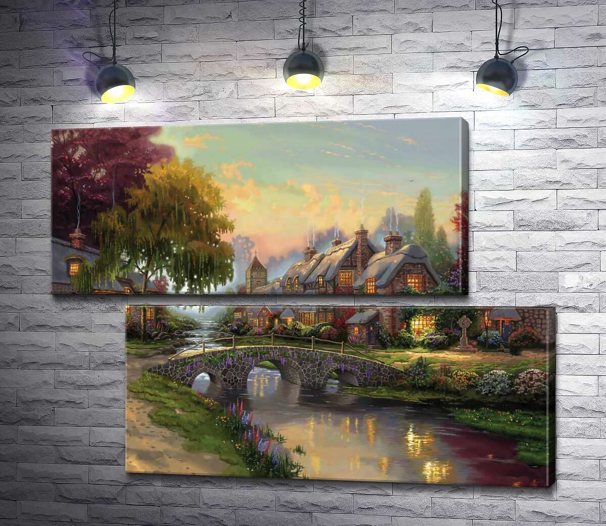 модульна картина Міст з бруківки (Модуль №8) (Cobblestone Bridge) - Томас Кінкейд (Thomas Kinkade)