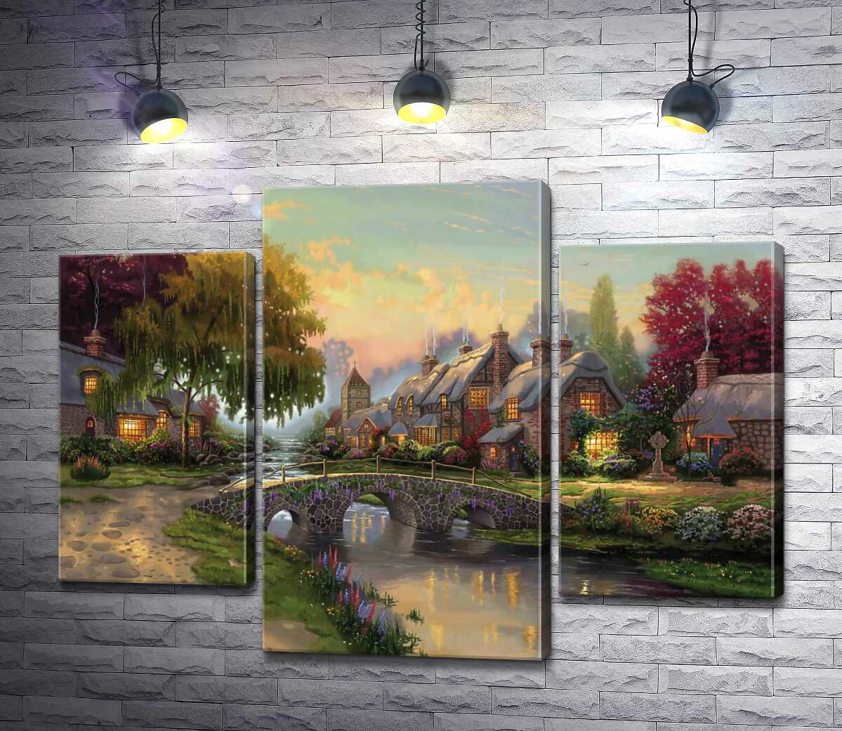 модульная картина Мост из брусчатки (Модуль №10) (Cobblestone Bridge) – Томас Кинкейд (Thomas Kinkade)