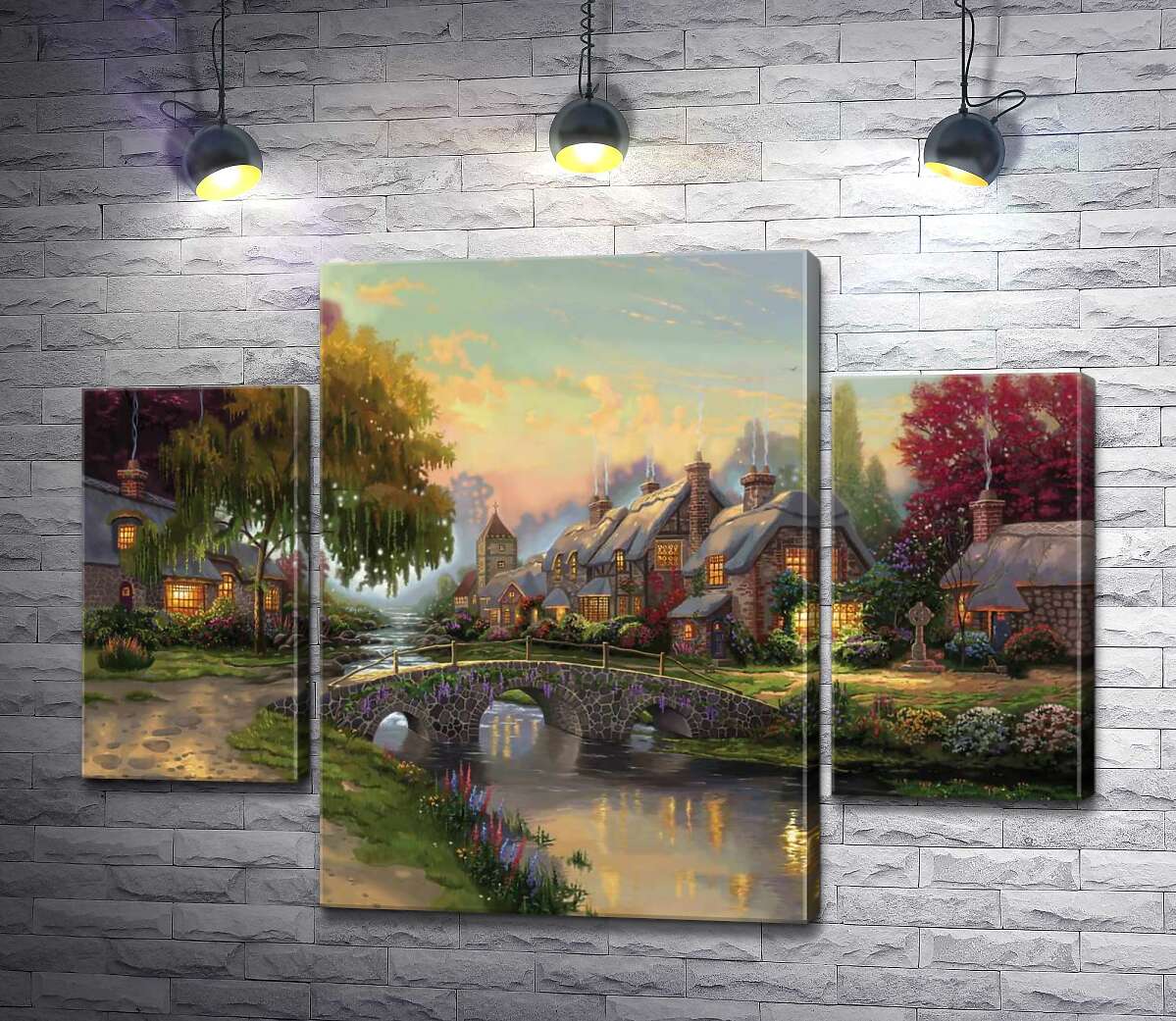 модульная картина Мост из брусчатки (Модуль №5) (Cobblestone Bridge) – Томас Кинкейд (Thomas Kinkade)