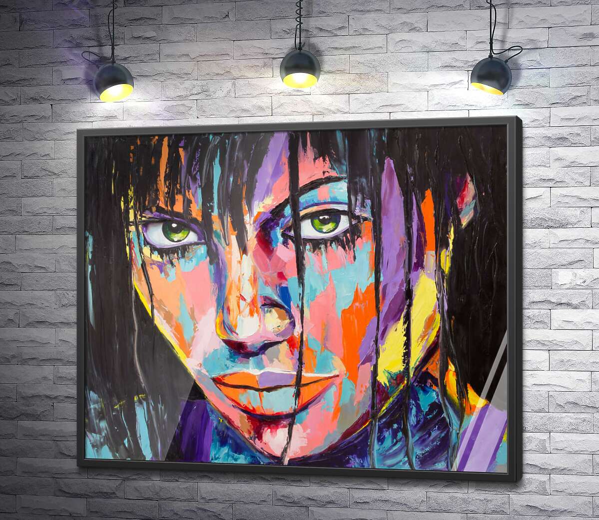 постер Здивування дівчини на портреті з елементами абстракції
