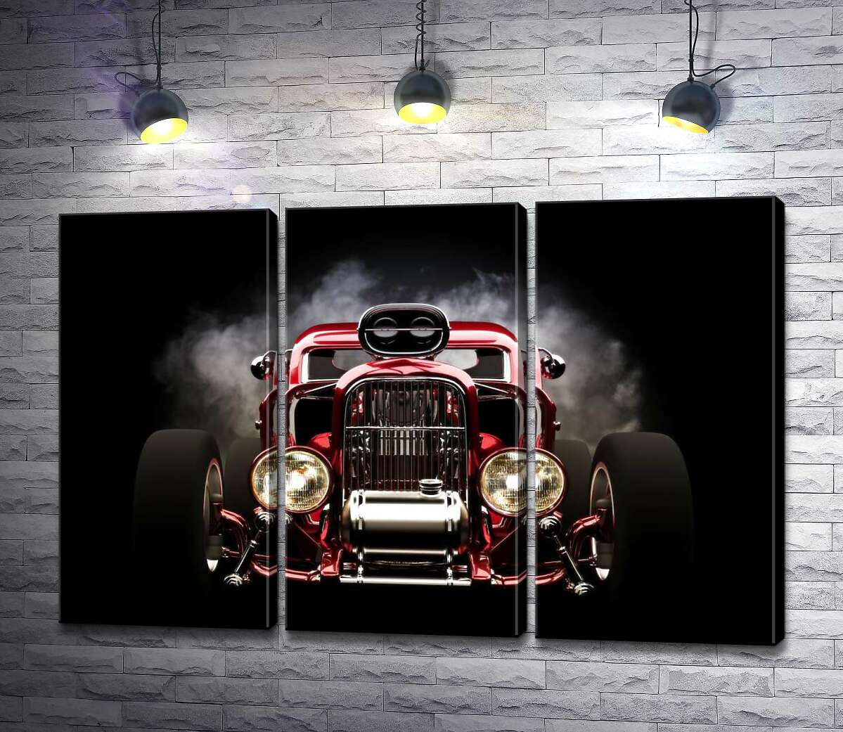 модульная картина Багровый бампер автомобиля Хот-род (Hot rod) (Модуль №2)