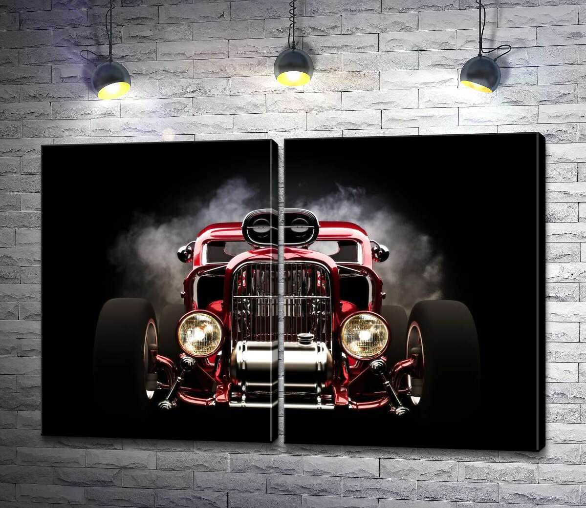 модульна картина Багряний бампер автомобіля Хот-род (Hot rod)