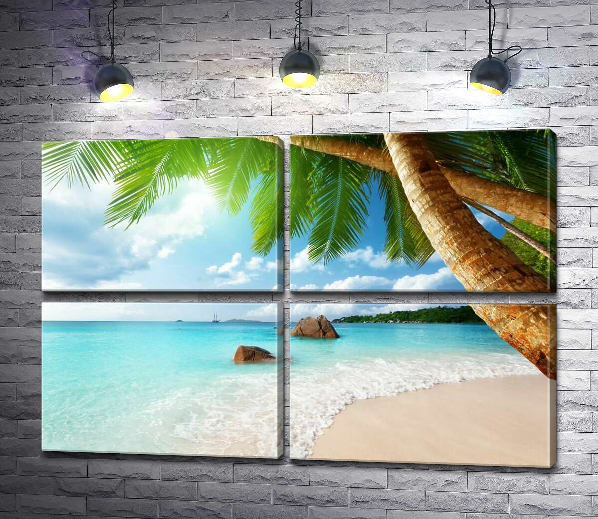 модульна картина Пляжний відпочинок в тіні тропічних пальм (Модуль №25)